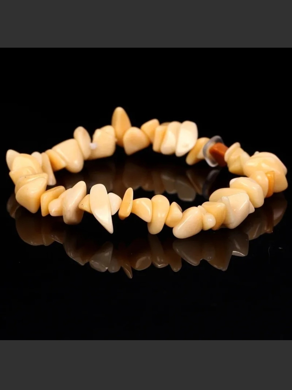 Cream Stone Chip Stretch Bracelet - Natural Beige Accent